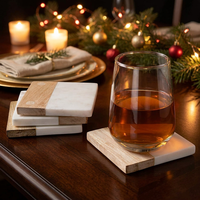 Offre Spéciale : Sous-verres personnalisés en marbre et bois d'acacia – Cadeaux de mariage pour boissons, supports de tasses, tapis et dessous de verre en pierre