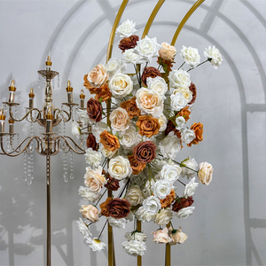 Nuevo diseño de arco de boda con fondo floral, arreglo de flores en tono naranja, pared de fondo con hilera de flores - Product Image 6