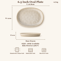 Commerciële keramische bord, crèmewit gespikkeld steengoed, 6,5 inch, vaatwasserbestendig, magnetronbestendig, voor restaurantketens
