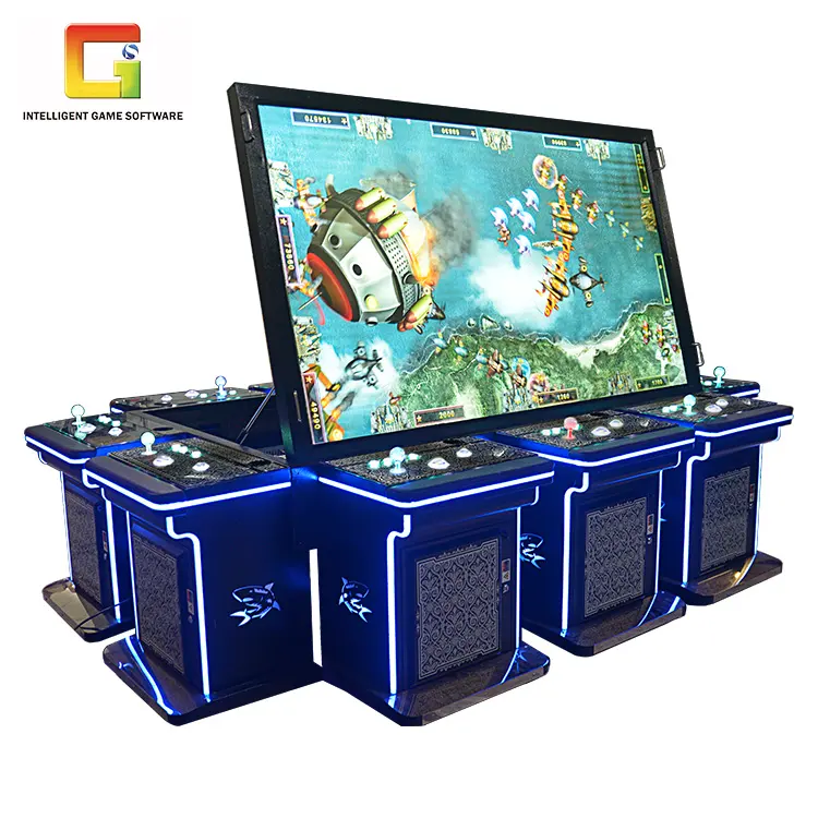 Blue Color 10 players Fish Tables Fish Table Cabinet Fish Game Machine Table