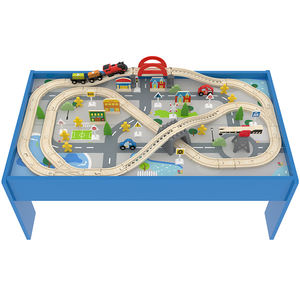 Jouets en bois multifonctionnels pour bébé, personnalisables, éducatifs, <span class=keywords><strong>train</strong></span> en bois, rails, ensemble de <span class=keywords><strong>train</strong></span>, table pour enfants - Product Image 6