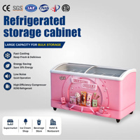 Congélateur horizontal commercial à vitrine de présentation pour glaces et aliments surgelés, avec dessus en verre et paniers de rangement, direct usine