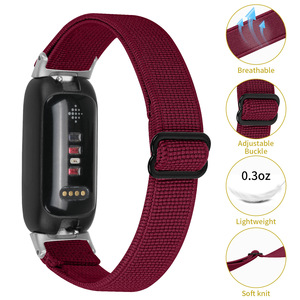 <span class=keywords><strong>Montre</strong></span>-bracelet intelligente pour femmes 12mm Straps pour <span class=keywords><strong>Fitbit</strong></span> Inspire 3 Sport Nylon Elastic Basketweave Watch Band - Product Image 4