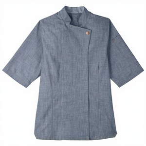 Chaqueta de Chef Unisex de Manga Corta para Servicio de Alimentos, Camarero, Cocinero, Barista, Fabricada Profesionalmente en Poliéster/Algodón - Product Image 1