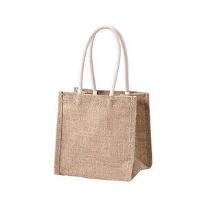 Sac fourre-tout en jute réutilisable de haute qualité, noir naturel, sac en toile de jute jaune, logo personnalisable, taille moyenne, sac de shopping - Product Image 5