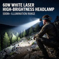 Lampe frontale LED laser blanche rechargeable pour camping, pêche, travail en extérieur, lampe torche frontale zoomable pour randonnée nocturne
