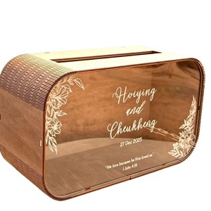 Wooden <b>Wedding</b> <b>Card</b> <b>Box</b> 20x12x7.5cm Personalized Gift <b>Box</b> For <b>Wedding</b> Reception - Product Image 5