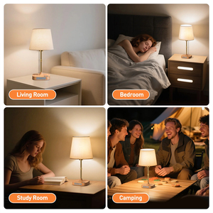 Cordless <b>Bedside</b> Table Lamp for Bedroom,Dimmable Touch Table Lamp Rechargeable Desk lamp with Fabric Shade for Living Room - Product Image 6