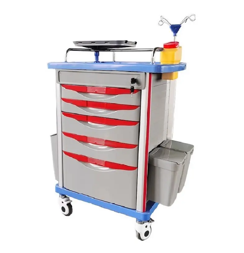 Manufacturer OEM stock ABS instrument hospital mobile medical emergency trolley equipment