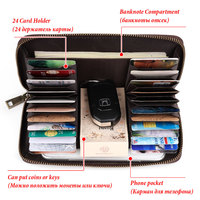 Dompet Kulit Asli Pria Anti-RFID Anti-Maling, Tempat Penyimpanan Kartu Kredit, Tas Clutch Organizer untuk Pria dan Wanita