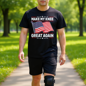T-shirt « Make My Knee Great Again » avec motif drapeau américain, cadeau patriotique pour les patients en convalescence après une opération du genou - Product Image 3