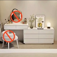 Nouvelle coiffeuse de chambre en bois avec tiroirs intégrés, armoire de rangement ultra-étroite style crème