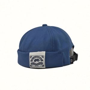 Casquette de baseball sans visière personnalisée en gros pour hommes, réglable, formelle, sportive, en coton, avec impression en relief - Product Image 2