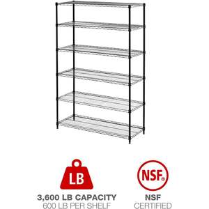 Étagère métallique commerciale Alera ALE à six niveaux, 48 largeurs x 18 profondeurs x 72 hauteurs, noire - Product Image 4