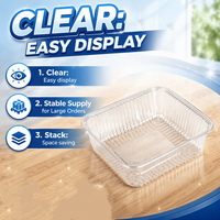 Barquette en plastique PET transparente pour aliments, fruits, légumes, desserts, produits de boulangerie, emballage pour supermarchés, vente en gros
