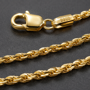 Colar de Prata Esterlina 925 Banhado a Ouro Corrente Cordão Masculino Feminino 1.5mm 2mm 3mm 5mm Hip Hop Atacado - Product Image 4