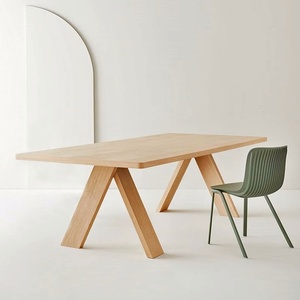 Mesa de Comedor Rectangular de Madera Maciza de Estilo Nórdico Moderno y Minimalista para el Hogar o Conferencias, 6 Plazas, Sin Ensamblaje - Product Image 1