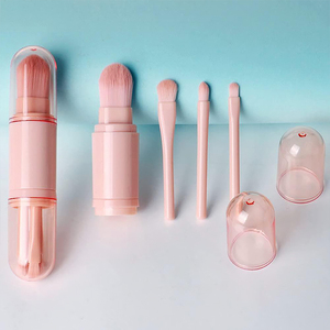 Marque privée 4 en 1 mini pinceaux de <span class=keywords><strong>maquillage</strong></span> de voyage ensemble petits kits de pinceaux de <span class=keywords><strong>maquillage</strong></span> rose compact portable rétractable multi-tâches - Product Image 2