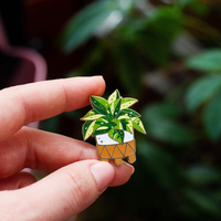 Mode métal plante Badge personnalisé Adorable Mini Cactus plante en pot ensemble plaqué or émail broches petit cadeau broche Badge broche