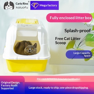 Lettiera <span class=keywords><strong>per</strong></span> <span class=keywords><strong>Gatti</strong></span> in Plastica Chiusa Anti-Odore con Coperchio e Sportello Frontale, Grande Dimensione <span class=keywords><strong>per</strong></span> Privacy e Portabilità, Facile da Pulire - Product Image 2