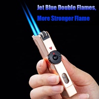 JOBON Jet Double flamme Portable silex torche briquet gaz Butane rechargeable pour cigare Cigarette accessoire de fumage avec boîte cadeau
