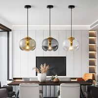 Lampe suspendue en verre de style Bauhaus nordique moderne minimaliste du milieu du siècle, design inspiré par les designers, avec éclairage LED
