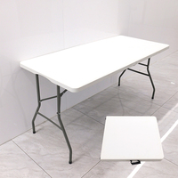 Table pliante rectangulaire blanche de 6 pieds, moderne, légère, durable, en plastique, de haute qualité, pour réunions, idéale pour l'extérieur et l'entrée de villa - Grande Vente