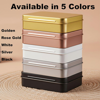 Boîte en métal dorée personnalisée en gros avec couvercle à charnière, récipient de rangement hermétique de luxe pour bonbons, cartes, bijoux, cadeaux, herbes CBD