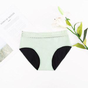 Culotte menstruelle taille haute Warners pour femme, en microfibre respirante, dentelle unie, coupe haute, noire, taille XX-Large - Product Image 3