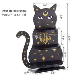 Étagère chat lune personnalisée pour cristaux bijoux <span class=keywords><strong>pendule</strong></span> suspendu Boho décoration murale bougeoir sorcière cristal présentoir pierres - Product Image 3