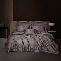 Parure de lit de luxe en jacquard 100 % coton à fibres longues 140S, comprenant drap, taie d'oreiller et housse de couette, ensemble de literie personnalisé, vente en gros
