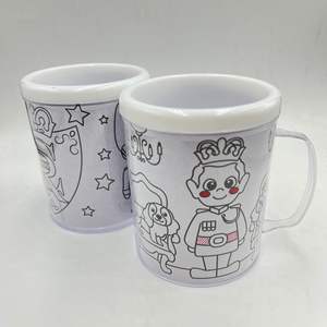 高品质DIY可上漆儿童水杯无双酚a定制标志绘图杯，带纸插入塑料绘图杯 - Product Image 4