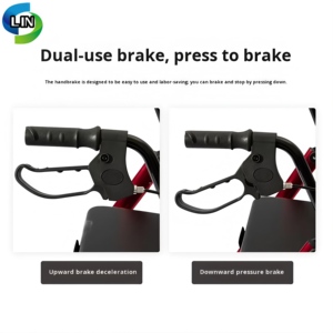 Foldable Rollator <b>Walker</b> with Seat Lightweight Mobility Aid Durable Aluminum <b>Frame</b> Storage Pocket for Elderly - Product Image 3