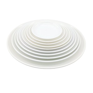 Assiette à salade blanche élégante et incassable de 9/10/11/12 pouces, 30% mélamine, assiettes à dîner écologiques, jetables, de qualité alimentaire, simples - Product Image 1