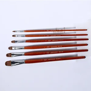 Lot de 6 pinceaux à tête ronde en poils de blaireau avec manche en bois pour gouache, peinture à l'huile, acrylique et aquarelle, pour l'enseignement artistique et la formation des étudiants - Product Image 3