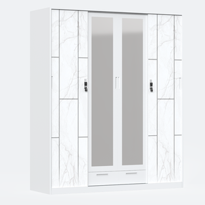 ตู้เสื้อผ้าเหล็กแบบโมเดิร์นประตูกระจกปรับได้3ประตูเฟอร์นิเจอร์ห้องนอนสำหรับห้องนั่งเล่นห้องทานอาหาร - Product Image 5