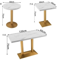 Ensemble de table et chaises de restaurant de luxe européen moderne, base en acier inoxydable de qualité supérieure, base dorée, bois, marbre, salon extérieur
