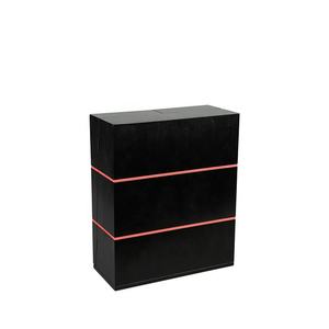 กล่องไม้ทรงกระบอก MDF สำหรับบรรจุไวน์แบบสองขวด โครงสร้างประตูเอียงสีดำด้าน ผลิตด้วยมือ รุ่น DSW-1012 ปรับแต่งได้ - Product Image 2
