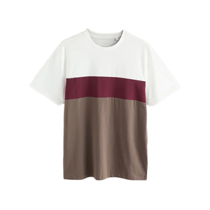 เสื้อยืดบล็อกสีน้ำหนักเบาสำหรับผู้ชาย ผลิตจากผ้าคอตตอนเนื้อดี ดีไซน์ลายเรขาคณิต ให้ความสบายเหมาะสำหรับฤดูร้อน - Product Image 1