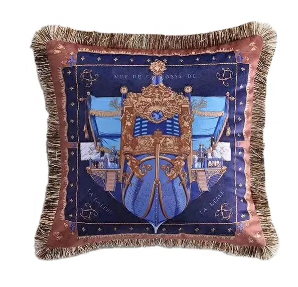 Throw Pillow Cushion Cover Fashion Design-U 45*45cm Velvet Cushion Cover with Tassels Decorative Square Accent Pillow Case
