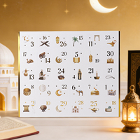 Coffret cadeau islamique personnalisé BespritGift pour le Ramadan avec estampage à chaud doré et impression CMYK, calendrier de l'avent de 30 jours pour les familles musulmanes
