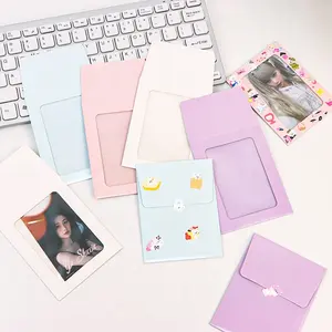 도매 귀여운 한국 스타일 종이 창 봉투 카드 커버 케이스 kpop 포토 카드 홀더 별 사진 수집 카드 프레임