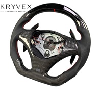Volant sport en cuir et fibre de carbone personnalisé Kryvex pour E90/E91/E92/E93 M3 328i 330i 335d 135i 3 branches LED