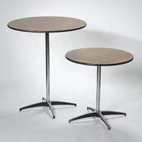 Table de bar ronde moderne à hauteur réglable avec structure métallique durable et plateau en bois pour la maison, les bars, les hôtels et les restaurants