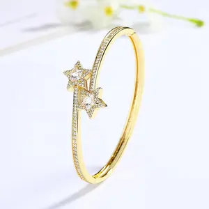 Гуанчжоу завод, заколки в форме звезды, дизайн-ориентированной блестящие простой и элегантный 18K золото ювелирные браслеты из нержавеющей стали для женщин