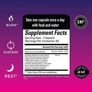 Cápsulas Quemagrasas Nocturnas con Extracto de Café y Vitamina D3 Lifegarden, Píldoras Adelgazantes para Hombres y Mujeres - Product Image 2