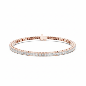 14K Rose Gold Princess Cut Lab-Grown Diamond <b>Bracelet</b> for Women Luxury Certified Bridal Anniversary Gift Elegant Fine Jewellery - Product Image 1