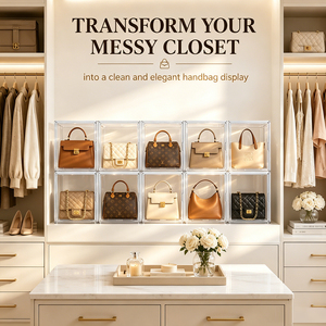 DAYOOH Hot Selling Transparent Women Bag Purse Display <strong>Box</strong> <strong>Shelf</strong> Clear Handbag Organizer Acrylic Handbag Storage Organizer <strong>Box</strong> - Product Image 4