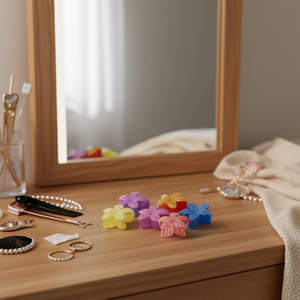 Fermaglio per capelli a forma di fiore di frangipani craquelé bifacciale da 8 cm - Product Image 3