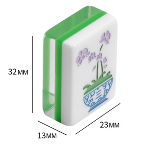 Juego de Fichas de Mahjong Americanas Portátiles de Acrílico Verde con Grabado de Orquídeas y Gatos, con Logotipo Personalizado, para Entretenimiento Familiar y Fiestas - Product Image 6